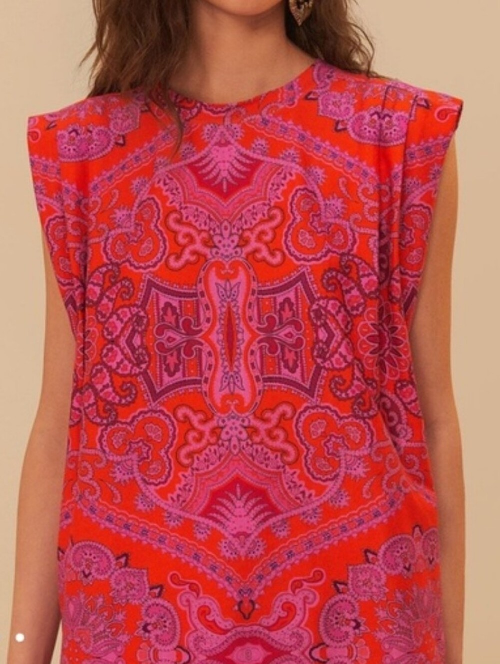 FARM Rio Red & Pink Paisley Muscle Tee